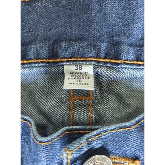 True Religion Mens Jeans 38 Slim Fit Blue Distressed Straight Leg Denim Casual - Picture 5 of 8